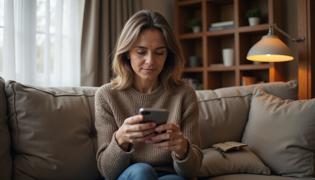 A woman in her 50s playing Betwhale blackjack on her iPhone. A woman in her 50s playing Betwhale blackjack on her iPhone.