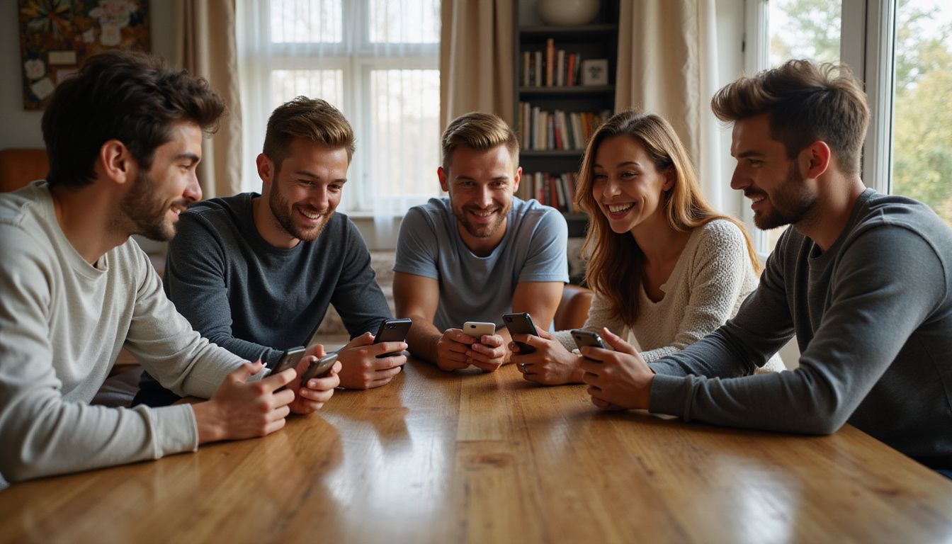 A group of friends gathered around a table for a sports betting game. A group of friends gathered around a table for a sports betting game.