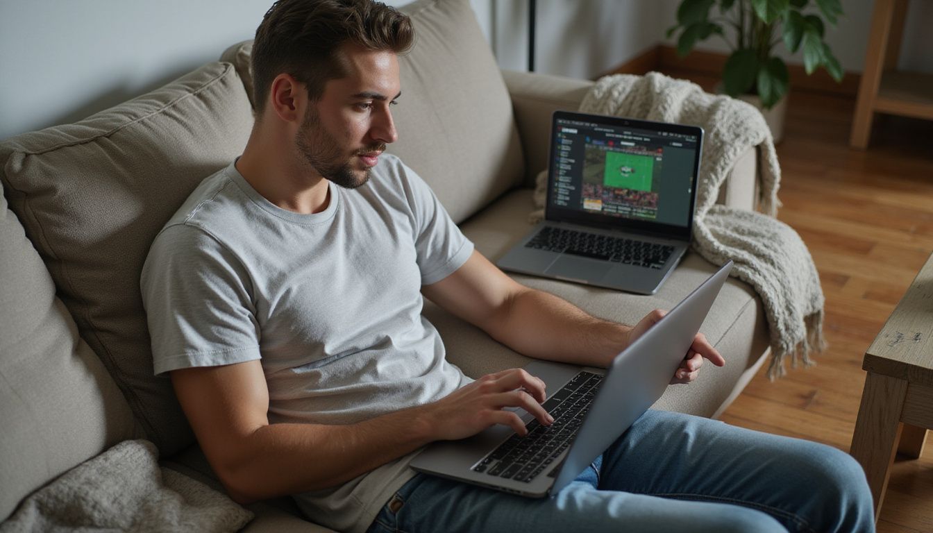 A young adult focused on using the Betmate app on their laptop. A young adult focused on using the Betmate app on their laptop.