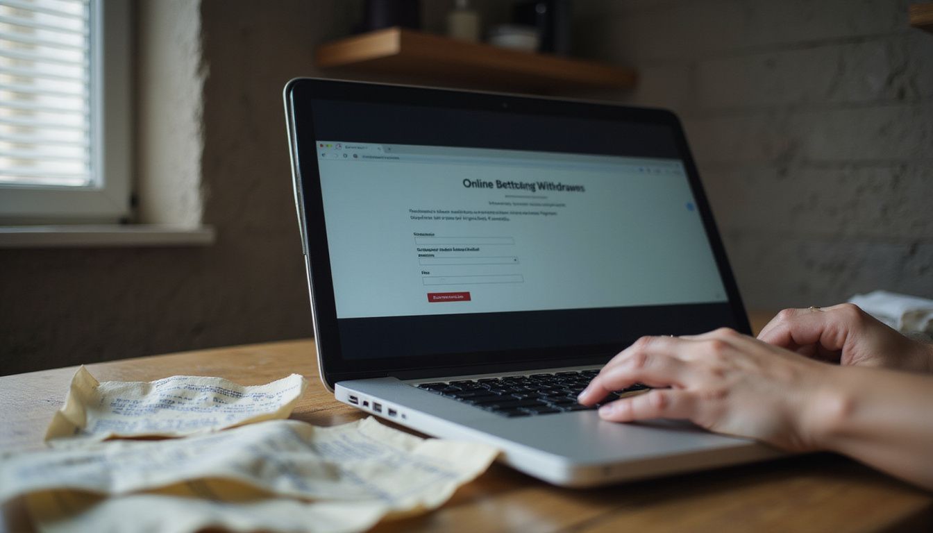 A close-up of a laptop screen showing an online betting platform's withdrawal page with errors. A close-up of a laptop screen showing an online betting platform's withdrawal page with errors.